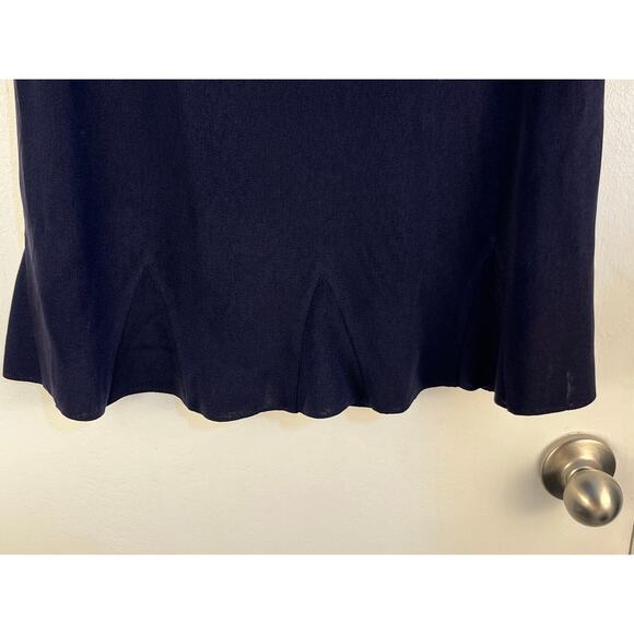 Exclusively Misook Pull On Skirt Small Navy Peplum Hem Office Academia Preppy - Picture 2 of 5